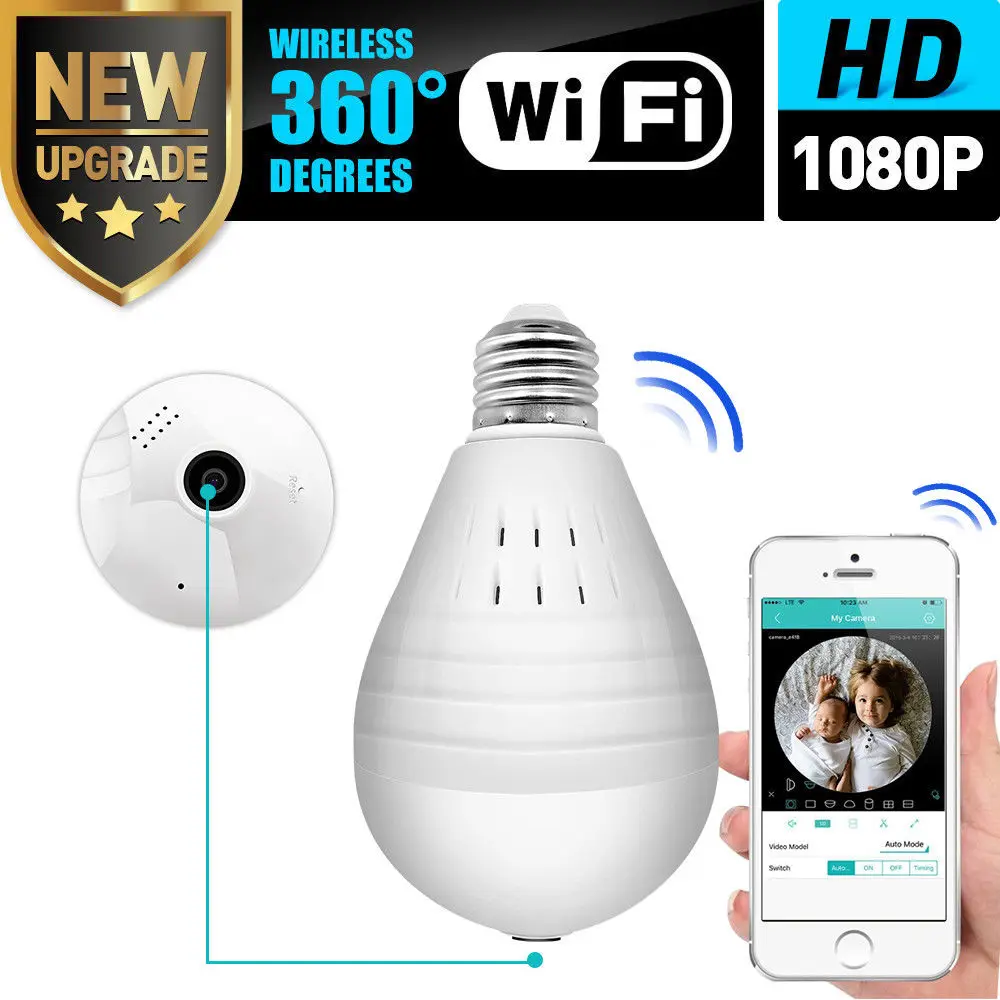 Wireless IP 1080P Wifi Panoramic FishEye Home Security CCTV Camera 360 Degree