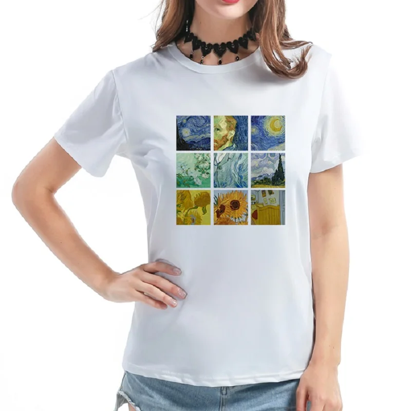 Buy Summer Fashion Women T Shirts Van Gogh Oil Print