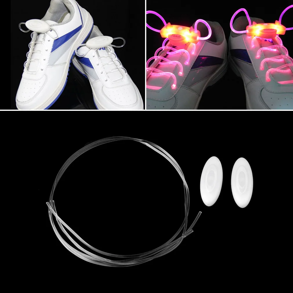 1 пара светодиодный шнурки для спортивной обуви флэш-светильник светящиеся палки ремень Шнурки ДИСКО вечерние Клубные плоские шнурки горячая распродажа - Цвет: Розовый