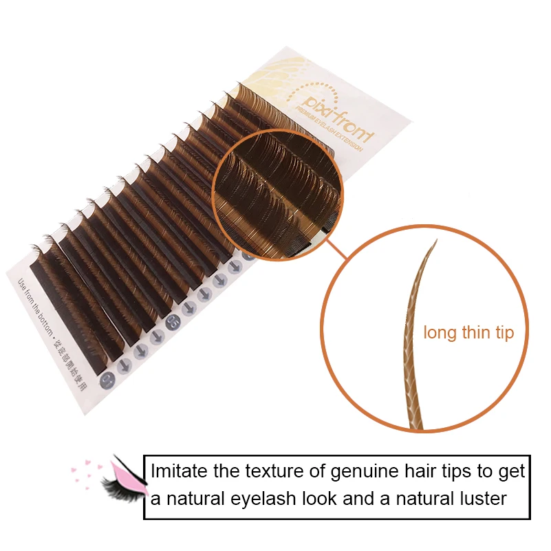 spesifikasi 1 Lot Cokelat Bulu Mata, 16 Rows Tiruan Cerpelai Individu Idep Ekstensi J B C D Keriting Lashes Alami Lembut Bulu Mata Palsu ekstensi