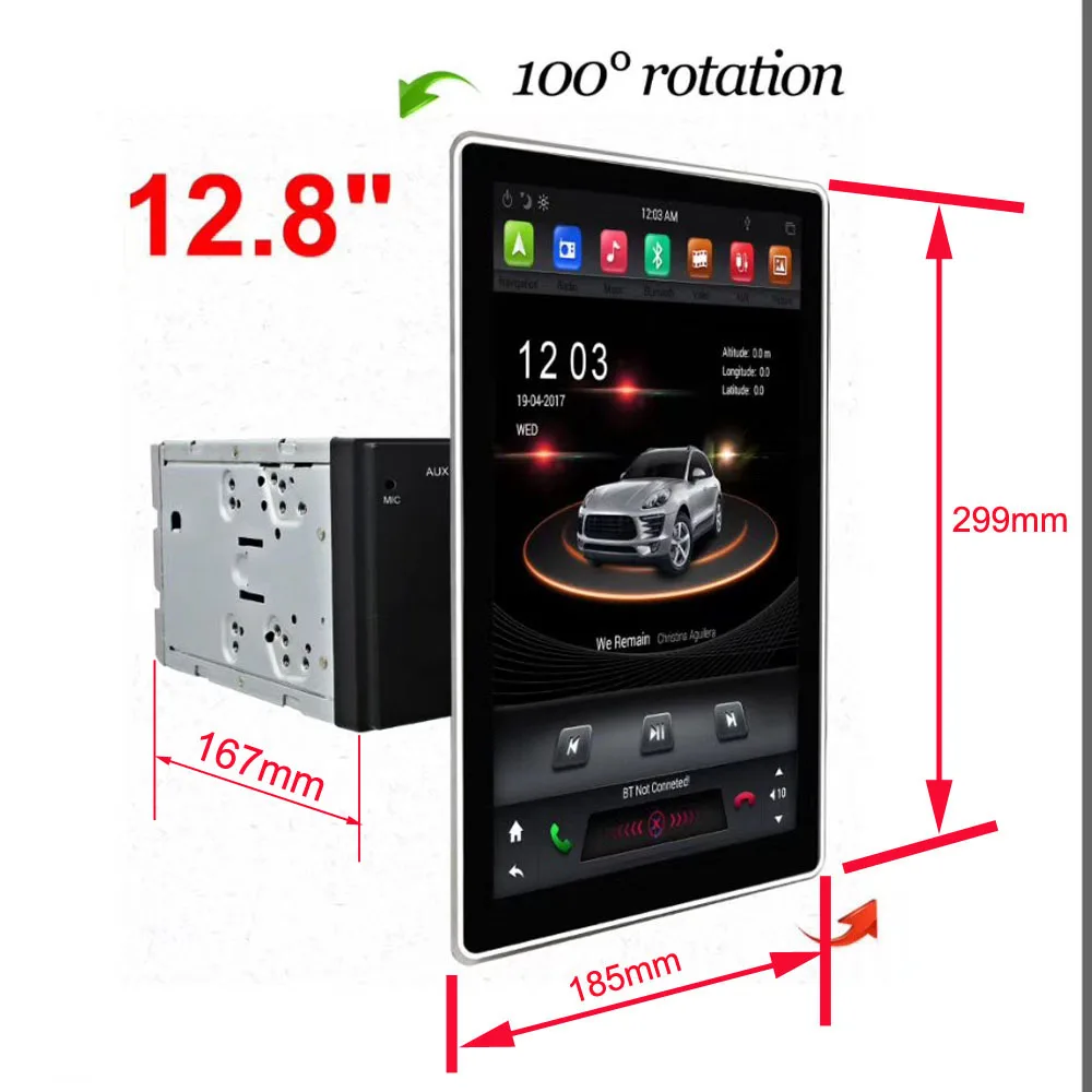 Top Universal 12.8" 1920*1080 2 Din Tesla Type Android 8.1 PX6 Car DVD Multimedia player GPS Navigation Auto radio dvd player 0