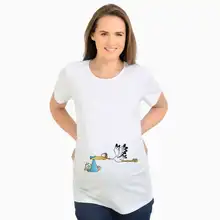 Funny print Storks Send a child Pregnant font b t shirt b font Short Sleeve Maternity