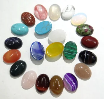 

50pcs/Lot Natural Stone Stripe Agates Quartz Crystal White Turquoises Oval Cabochon No Hole Beads for Jewelry& Making 13x18mm