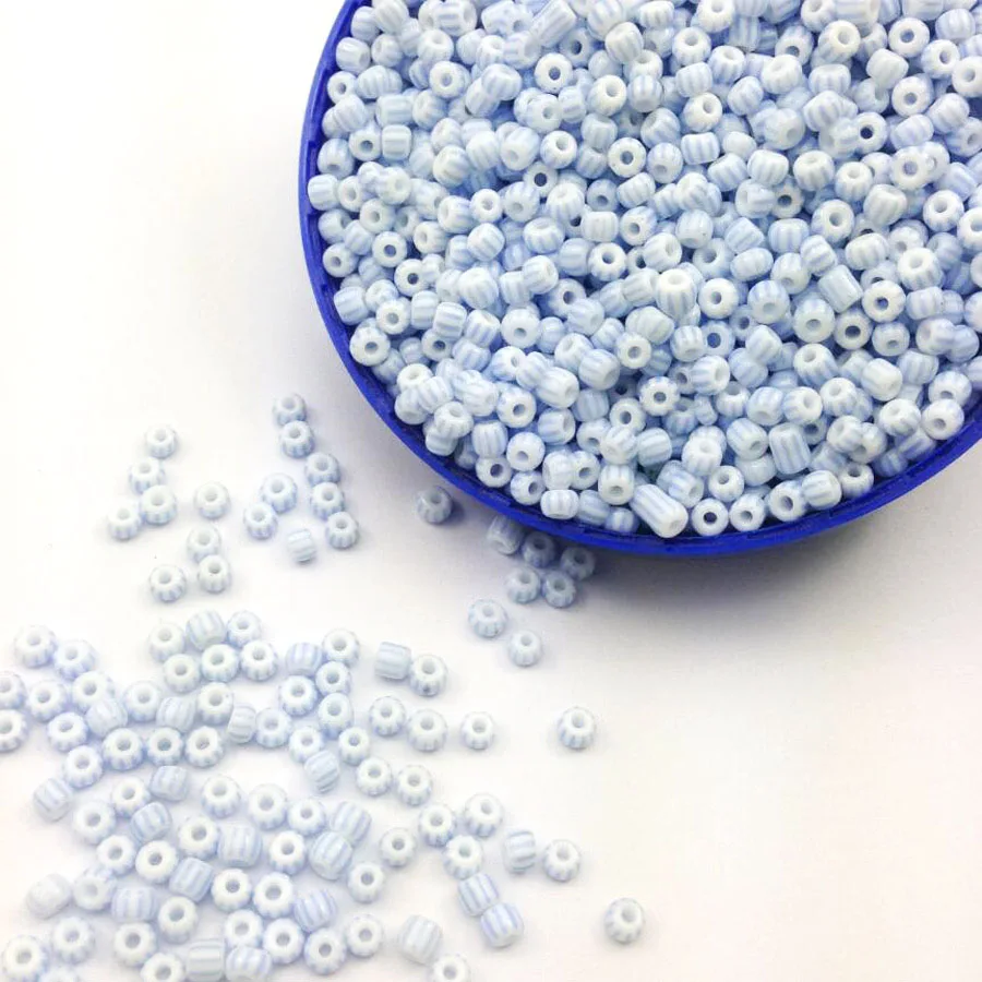 

18g 300pcs 4mm 6/0 White Blue Stripe Multicolor Round Loose Opaque Spacer Beads Cezch Glass Seed Bead Jewelry DIY Garment Bead