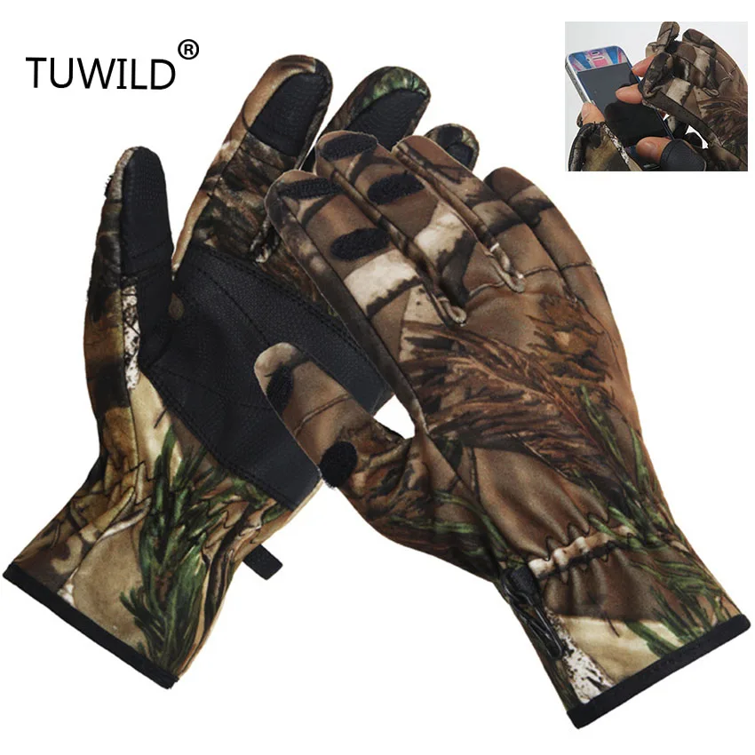 

Outdoor hunting photography all points finger touch screen gloves 3D camouflage invisible gloves CS camping points finger gloves