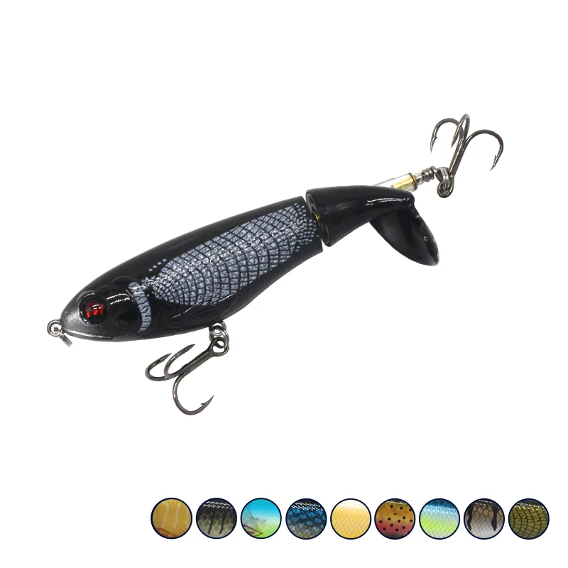 

Topwater Floating Lure Rotating Tail Popper Artificial Hard Bait Whopper Plopper Fishing Tackle