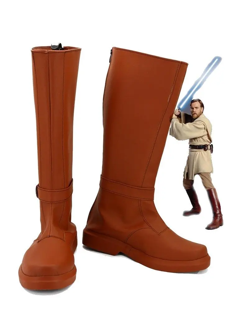 Оби-Ван Кеноби обувь Косплэй Star рыцаря войны Ben Kenobi маскарадный костюм ботинки