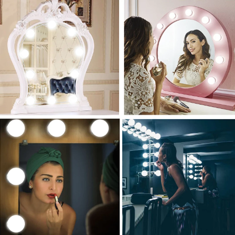  Hollywood Style Vanity Mirror Light Bulbs Kit USB Charging Table Desktop Cosmetic Light Dimmable Ad