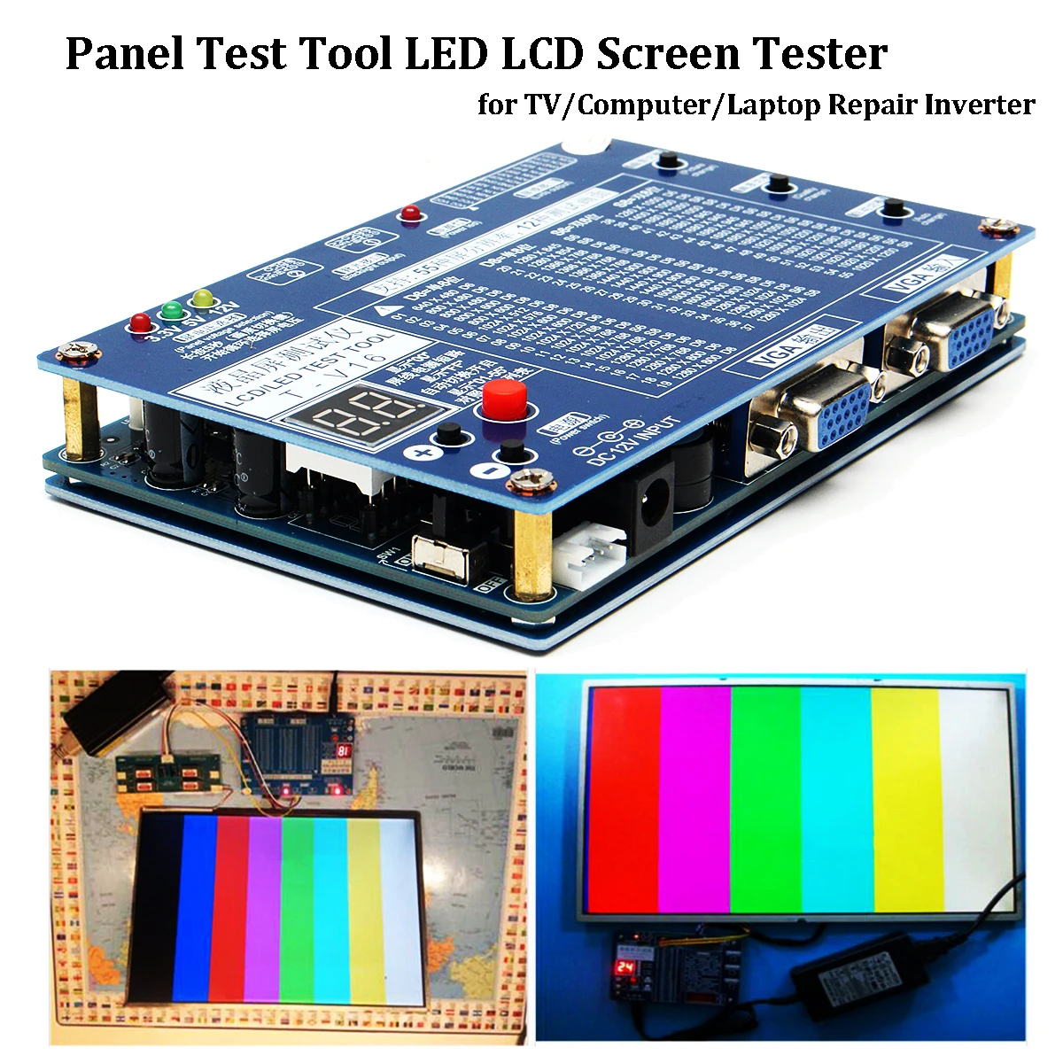 

19Pcs Panel Test Tool LED LCD Screen Tester for TV/Computer/Laptop Repair Inverter Built-in 55 Kinds Program Accessories