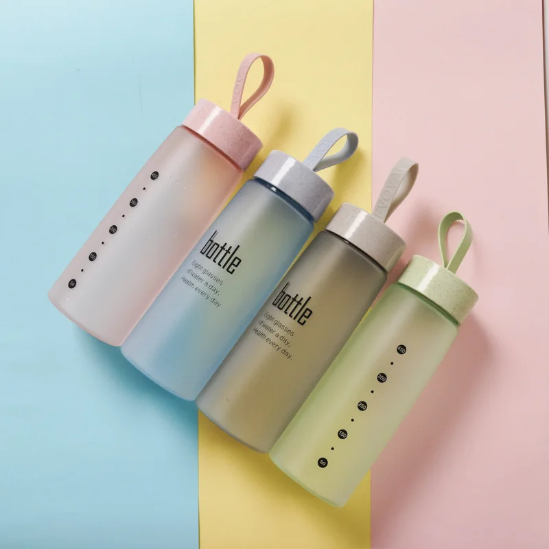 

Korean Version Matte Water Bottle Outdoor Sports Crystal Cup Fitness Protein Shaker My Kids Drink Bottle Creative Portable Rope