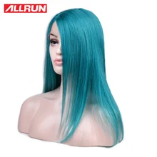 Парики из натуральных волос ALLRUN, прямые бразильские волосы, парик из натуральных волос, цвет зеленый, синий, не Реми