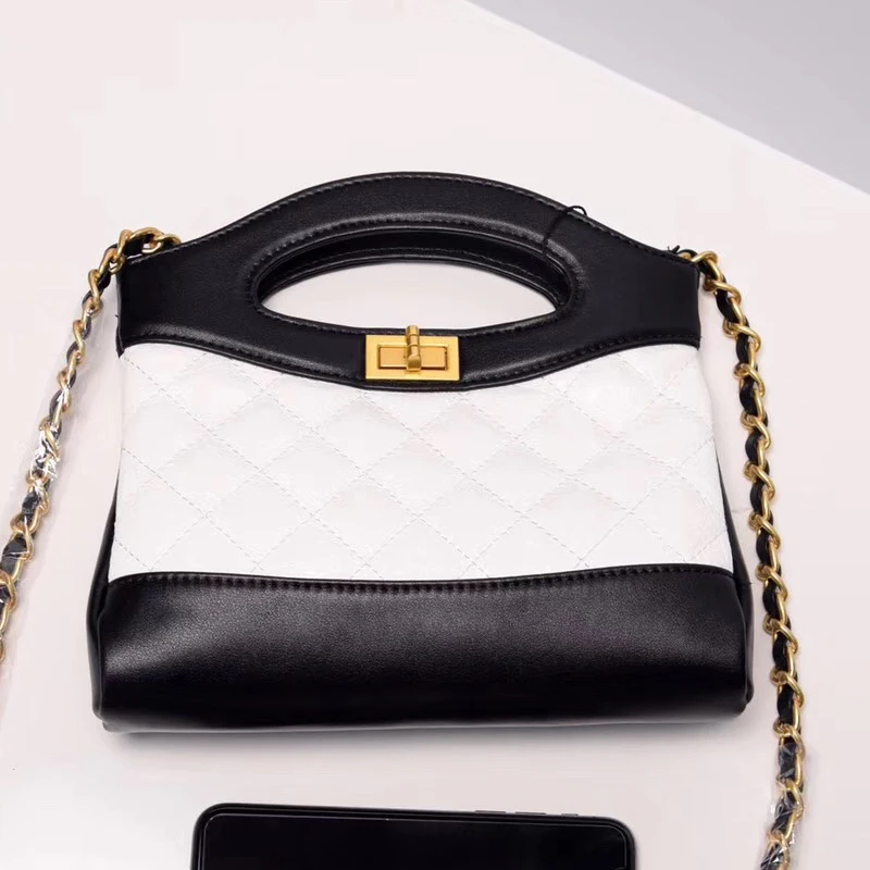 

New Summer Shoulder Bag Black with White Chain Shoulder Handbag Purse for Richer Women Summmer Used