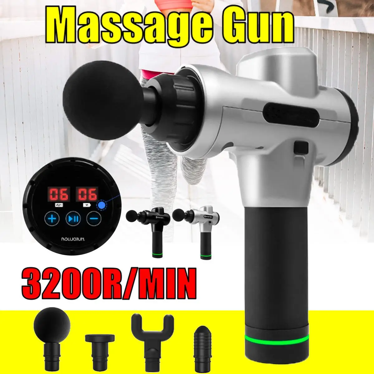 

LCD Display Electronic Therapy Body Massage Guns LED Massage Guns 100-240v Body Muscles Relaxing Relief Pains With 4 Heads