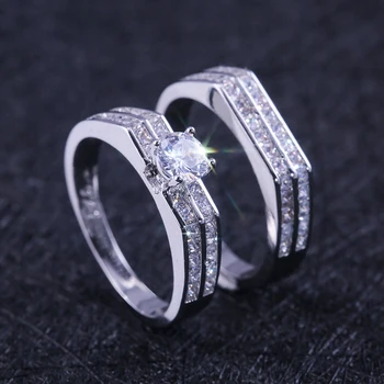 

Huitan Classic 2PC Bridal Ring Sets Creative Geometric Infinite Love Engagement Women Rings Sets With Micro Paved Fashion Jewel