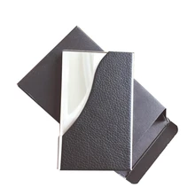 Черный чехол из искусственной кожи из нержавеющей стали для визиток, держатель для кредитных карт, мужской деловой держатель для карт, металлический кошелек(без коробки