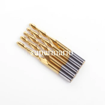

5x 1/8'' Titanium Coated Carbide CNC Twist Drill Bit Set Two 2 Double Flute Ball Nose Bit 3.175mm x 2.5mm x 17mm
