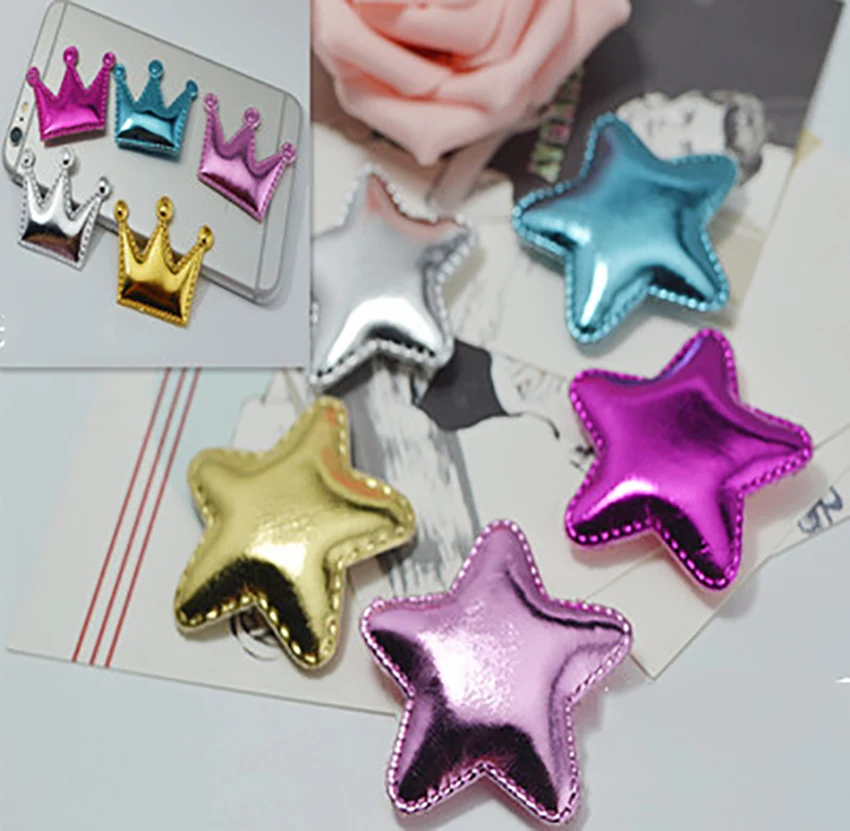 

40pcs 2 size shiny Star and crown patches glitter Felt Appliques for clothes Sewing Supplies diy craft ornament