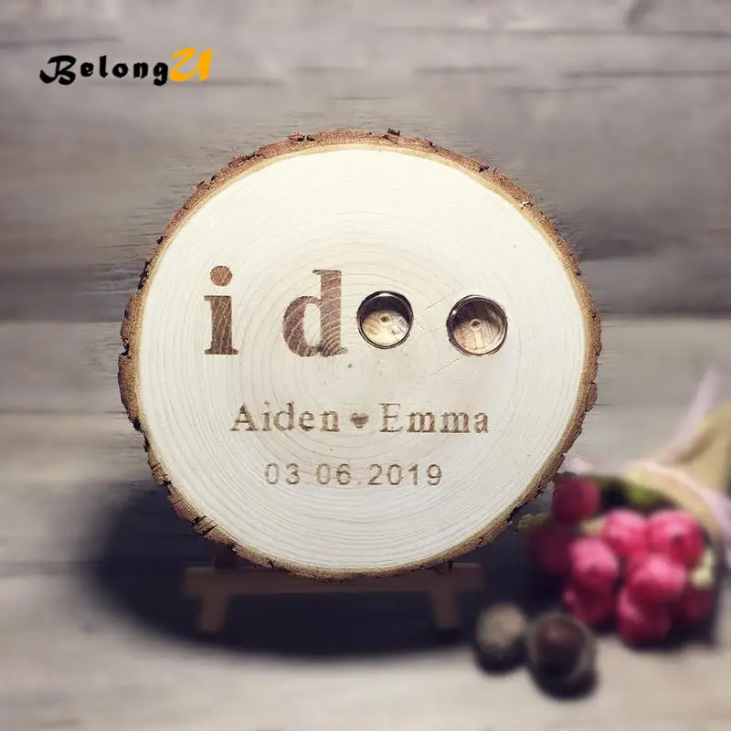 Personalized Custom Wood Ring Pillow -MUW-286-02