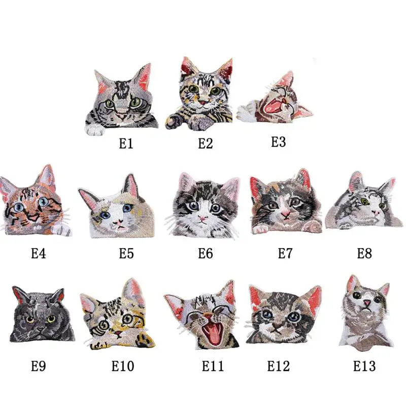 

Cat Style Embroidered Patch Cute Animal Cloth Sticker Sewing Accessories Badge Stickers Diy Clothing Decorative