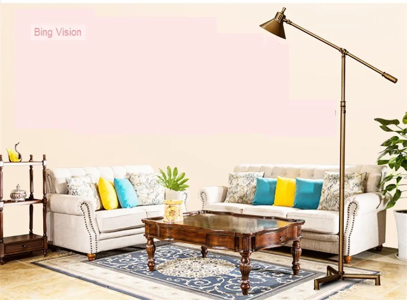 Высококачественный светодиодный Бронзовый напольный светильник в американском ретро стиле, медный цветной торшер, Роскошная лампа в европейском стиле, медная лампа