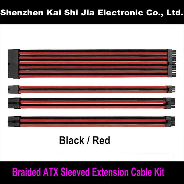 Комплект удлинительных кабелей с оплеткой ATX 12 дюймов 24 контакта / CPU 8Pin PCI E 6