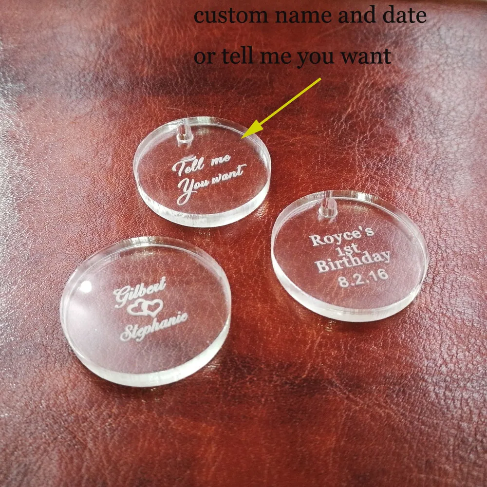 Custom Birthday Party Presents Gifts Favors Personalized Engraved Clear Acrylic Circle Wedding Table Decoration Favors wedding1