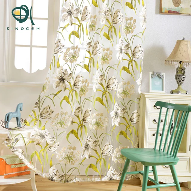 Sinogem Tropical Fl Printed Semi Sheer Curtains For Living Sinogem Tropical Fl Printed Semi Sheer Curtains For Living Room Bedroom Kitchen Flower Window