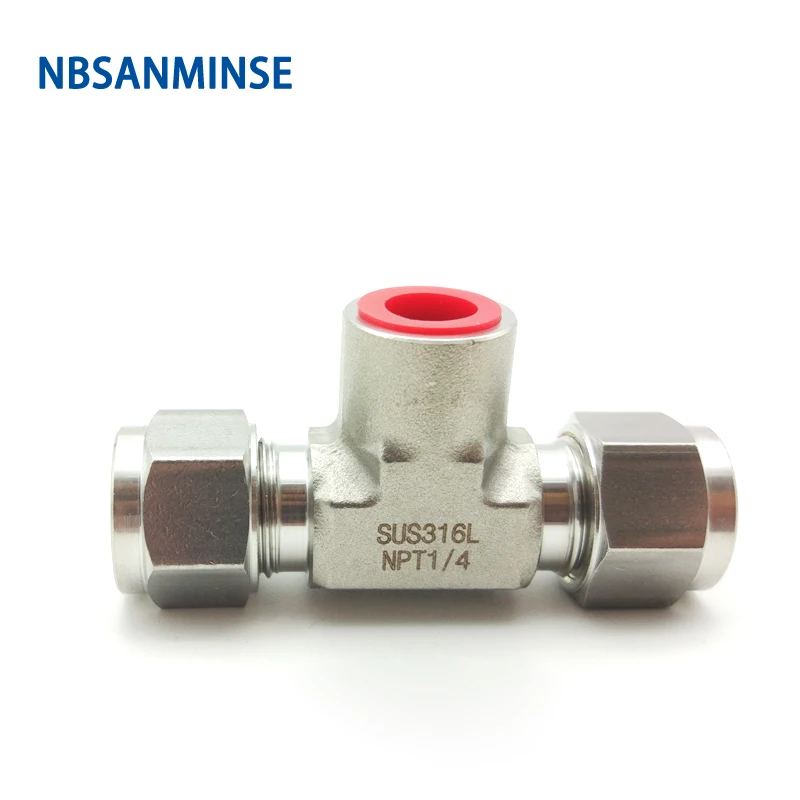 

NBSANMINSE 5Pcs/Lot Female Branch Tee Stainless Steel 316L Fitting FBT 18 3/8 1/2 Hard Pipe Fitting Lok Fitting Card sleeve