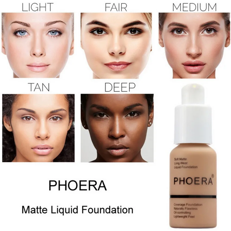 

PHOERA Face Makeup Coverage Foundation Soft Matte Long Wear Foundation Liquid Naturally Makeup Oil-controlling Lightfeel Cream