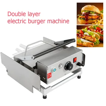 

800W Double layer Burger maker Commercial Bakery Oven Non-stick Hamburger Baker bun toaster