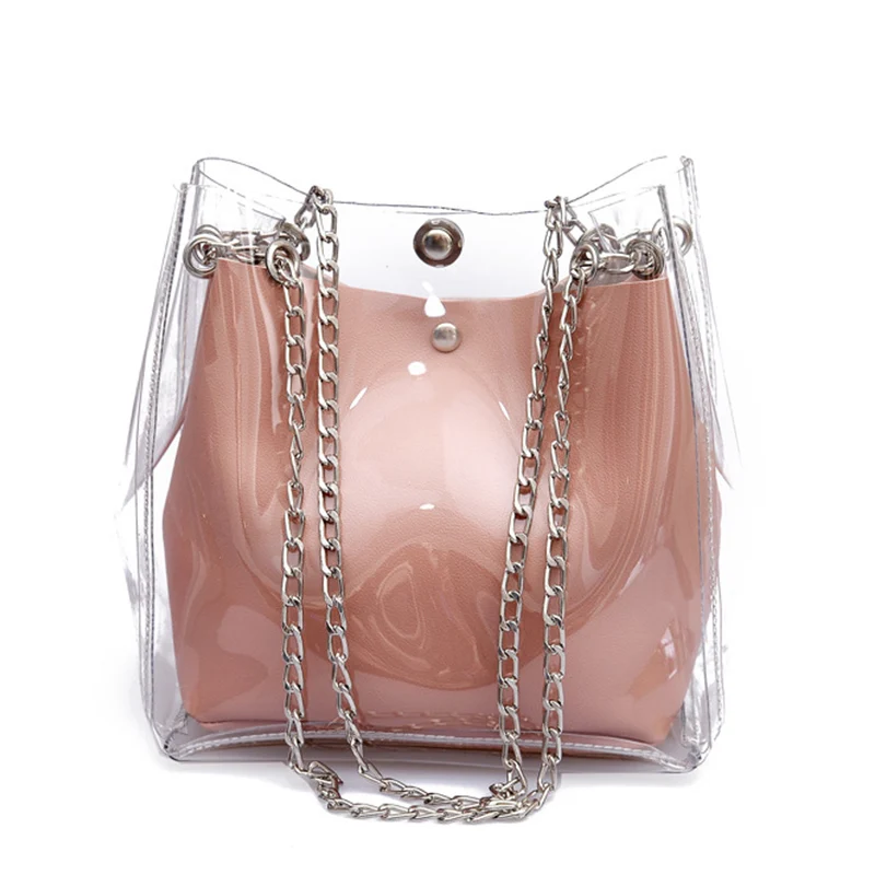 

Women Transparent Bag Clear PVC Jelly Small Tote Messenger Bags Holographic Shoulder Bags Female Lady Sac Femme Bandoulier D062