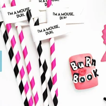 Пользовательские я мышь Duh Хэллоуин Бумажные соломинки с флагами для свадебной вечеринки stagette/девичник вечерние приборы для напитков