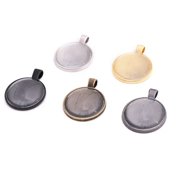

80pcs DIY Round Pendant Trays Glass Cabochon Base 8 Color DIY Jewelry Making Crafts Gift Wholesale