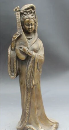 

JP S0058 13" Chinese Dynasty palace Bronze Stand Belle Beauty Woman Lady Miss Girl Statue B0403