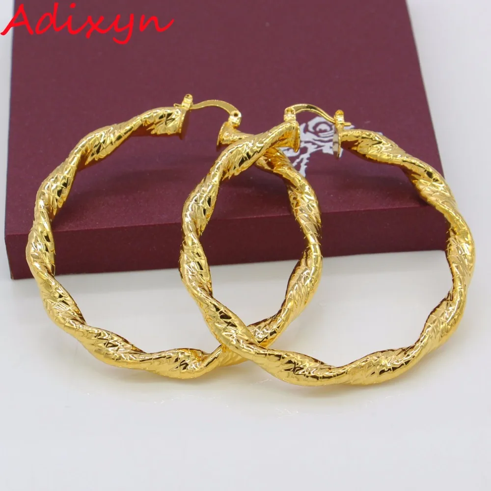 Adixyn 5.5cm African Big Circle Earrings For Women Gold Color Twisted ...