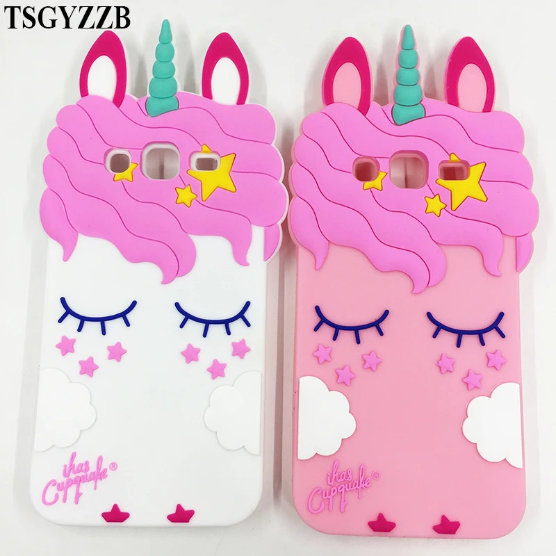 

New Fashion 3D Cartoon Unicorn Case Silicon Soft Cover For Samsung Galaxy 2015 2016 2017 J1 J2 J3 J5 J7 On5 On7 Prime Case Cover