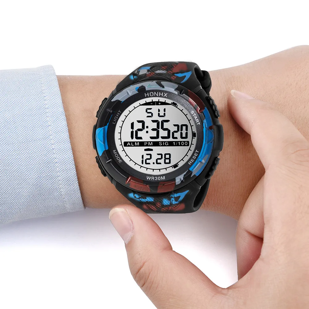 

men Watches Fashion Waterproof Men's Boy LCD Digital Stopwatch Date Rubber Sport Wrist Watch Masculino Reloje