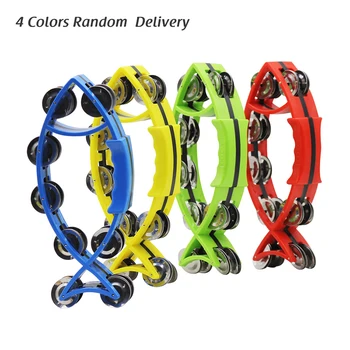 

Hand Held Bell Rattles Fish-shape Tambourine Percussion with Double Metal Jingles Children Musical Toy Color Random Delivery