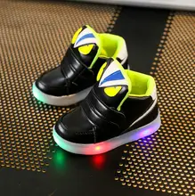 Com Luz Monstro Dos Desenhos Animados Das Meninas Dos Meninos da Criança Sapatos Casuais Primavera LED Flash Botas Sneakers Crianças Luminosas Sapatos de Desporto Do Bebê