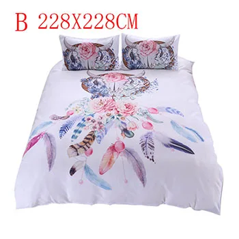 white ISHOWTIENDA Dreamcatcher набор постельного белья из трех предметов с 3d цифровой печатью, подкладка с цифровой печатью, двухслойный пододеяльник, домашний декор - Цвет: white