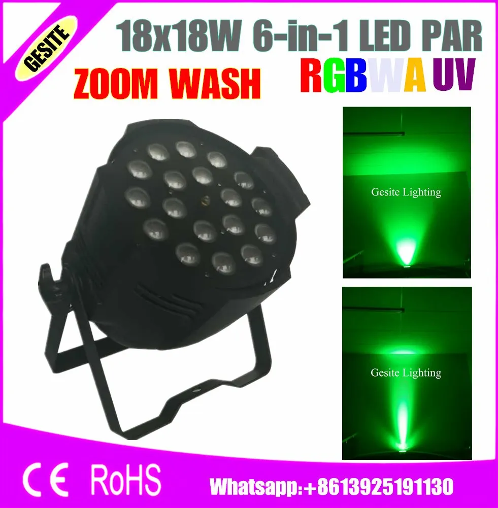 Заводская цена DMX Wash Par Can 6in1 RGBWAUV 18x18w LED Zoom | Лампы и освещение