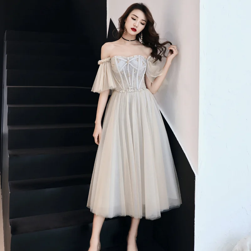 

Elegant Off Shoulder Formal Prom Party Dress Robe De Soiree Beading Long A Line Evening Dresses Vestidos De Noite Para A Festa