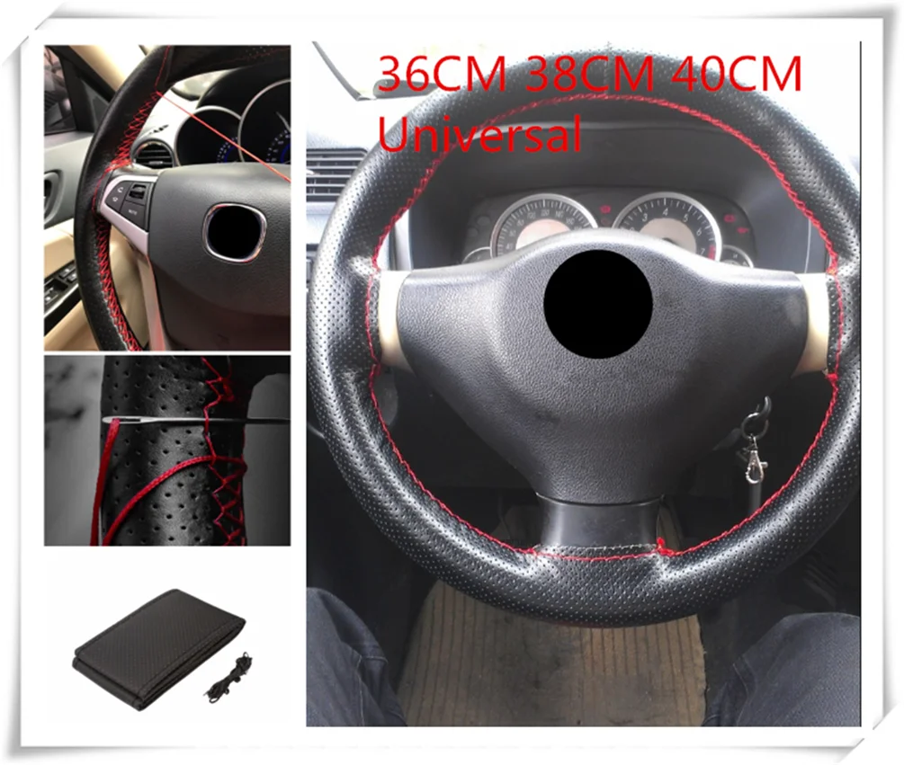 Braided car steering wheel cover pin and thread imitation leather for Toyota FJ Cruiser RAV4 CROWN VIOS LAND CRUISER