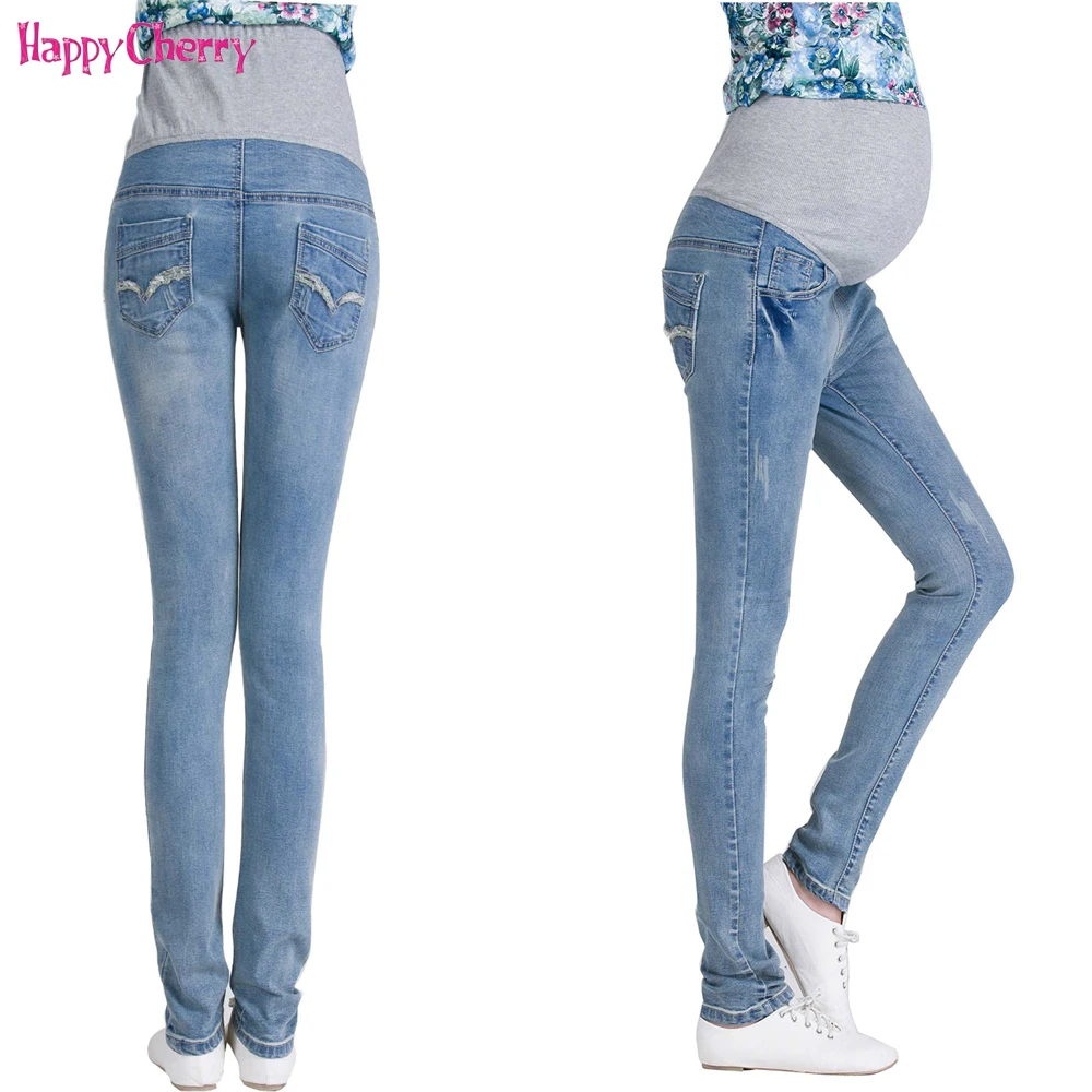 

Elastic Waist Maternity Jeans Pants For Pregnancy Clothes For Pregnant Women Legging Maternity Spring / Autumn Long Pencil Pants