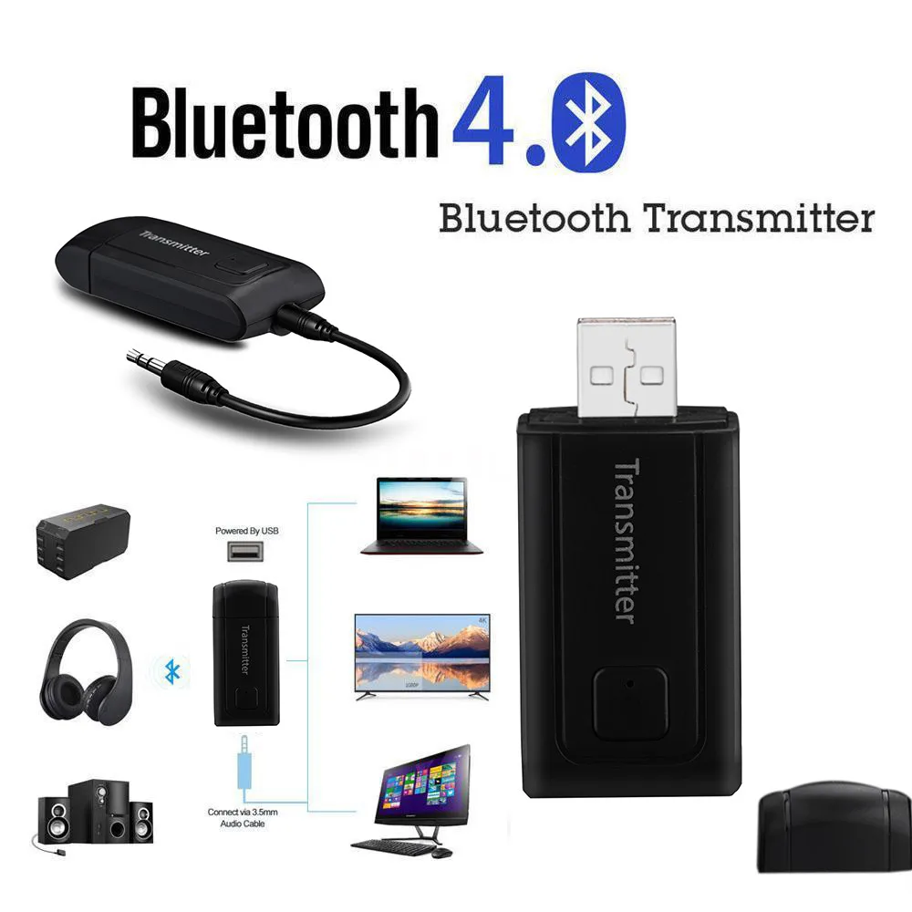 Ordenador LCD 2 en 1 Receptor y Transmisor Bluetooth USB Dongle para TV Transmisor Bluetooth TV Adaptador Bluetooth 5.0 USB Compatible con Windows 10/8/8.1/7 Altavoz Portatil Auriculares 