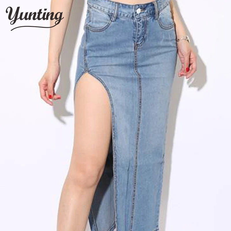 Korean Charm Lady Casual Denim Skirts New Loose Long Design Women