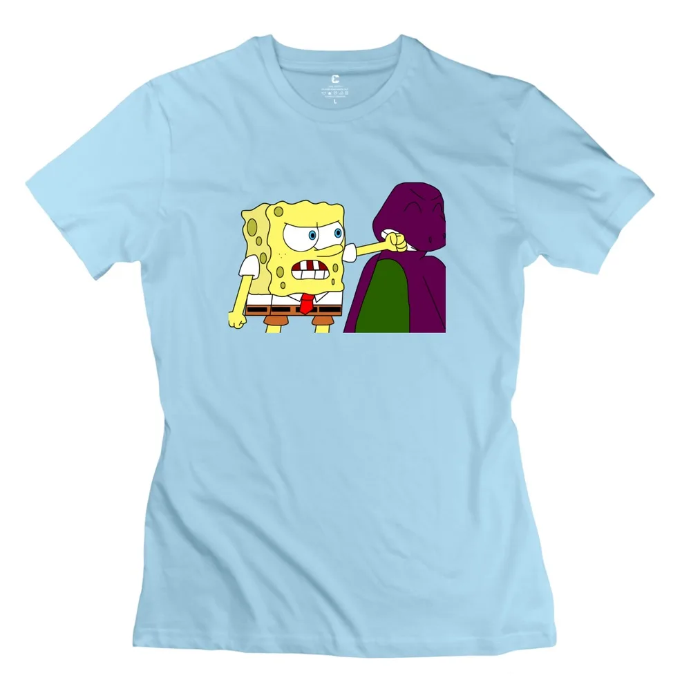 new arrival spongebob punches barney women t shirt customized 100 cotton tee shirt menshirt