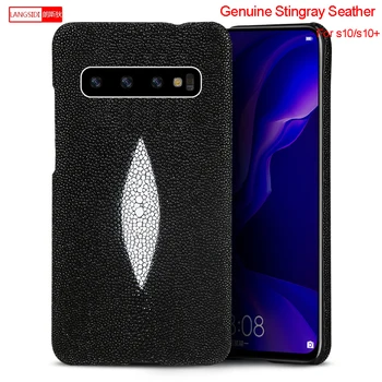 

Genuine stingray leather phone Case For Samsung Galaxy a50 a70 a71 a30 a51 Note 10 9 8 S20 Ultra s10 Plus s9 s7 s8 Black Cover