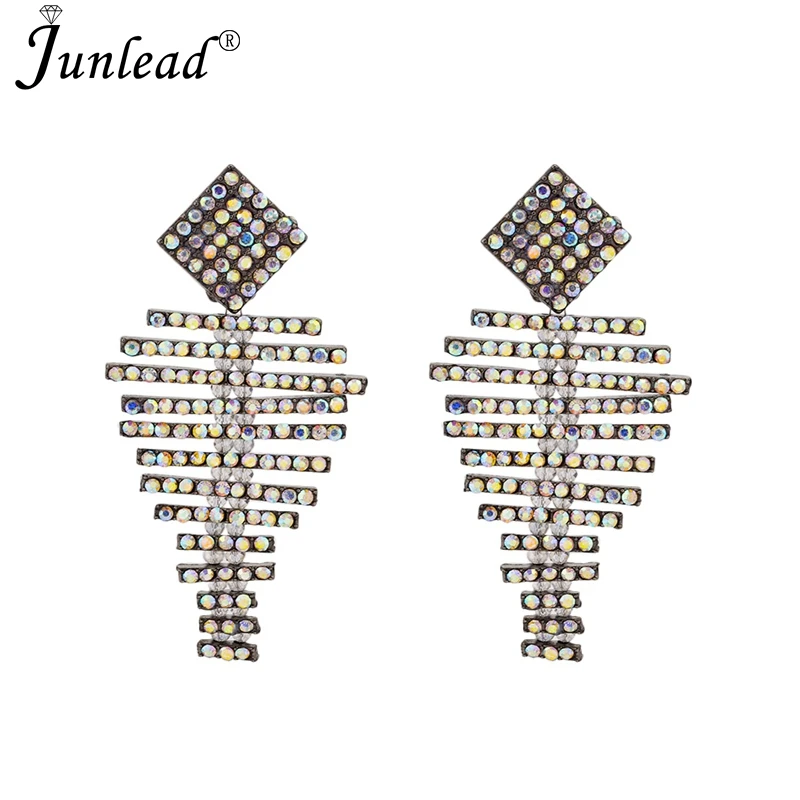 Женские серьги капельки Junlead модные длинные с кристаллами из горного