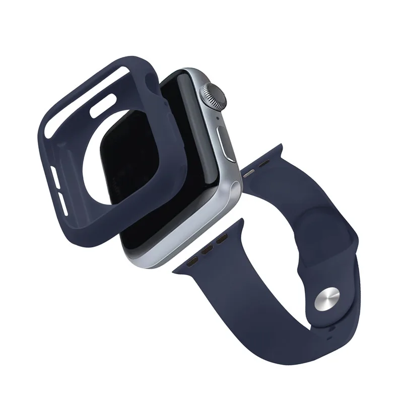ТПУ protectiver чехол и ремешок 2 в 1 костюм для наручных часов Apple Watch, версии 4 44/40 мм браслет для наручных часов iWatch серии 3/2/1 42/38 мм